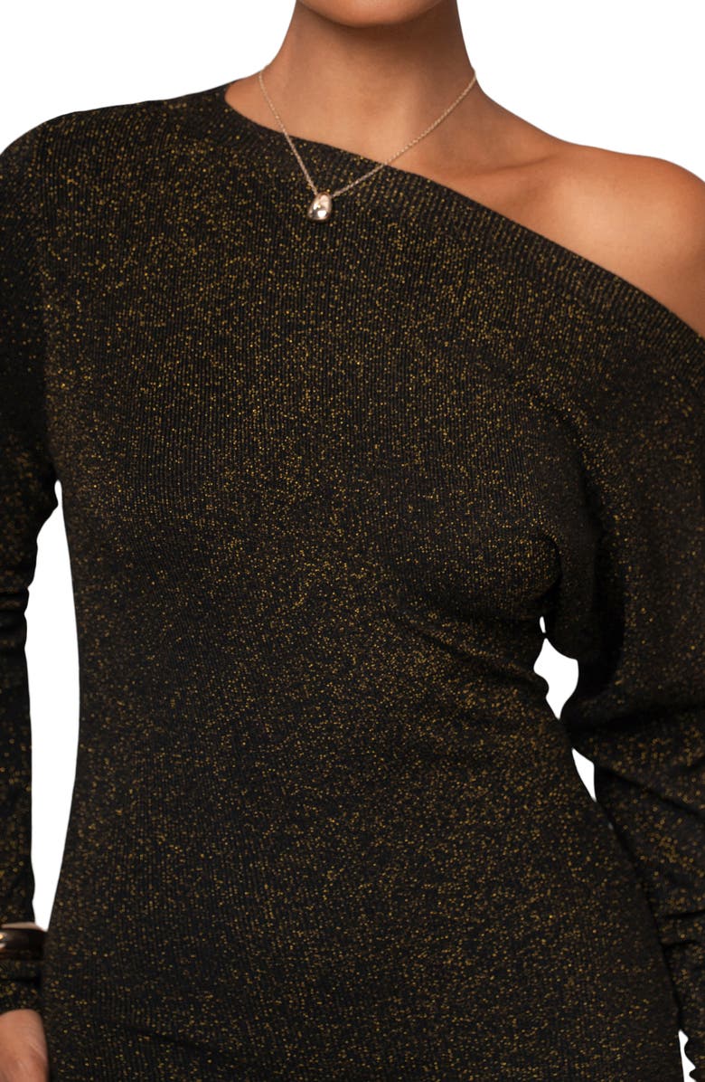 JLUXLABEL Metallic One-Shoulder Long Sleeve Body-Con Cocktail Dress, Alternate, color, 