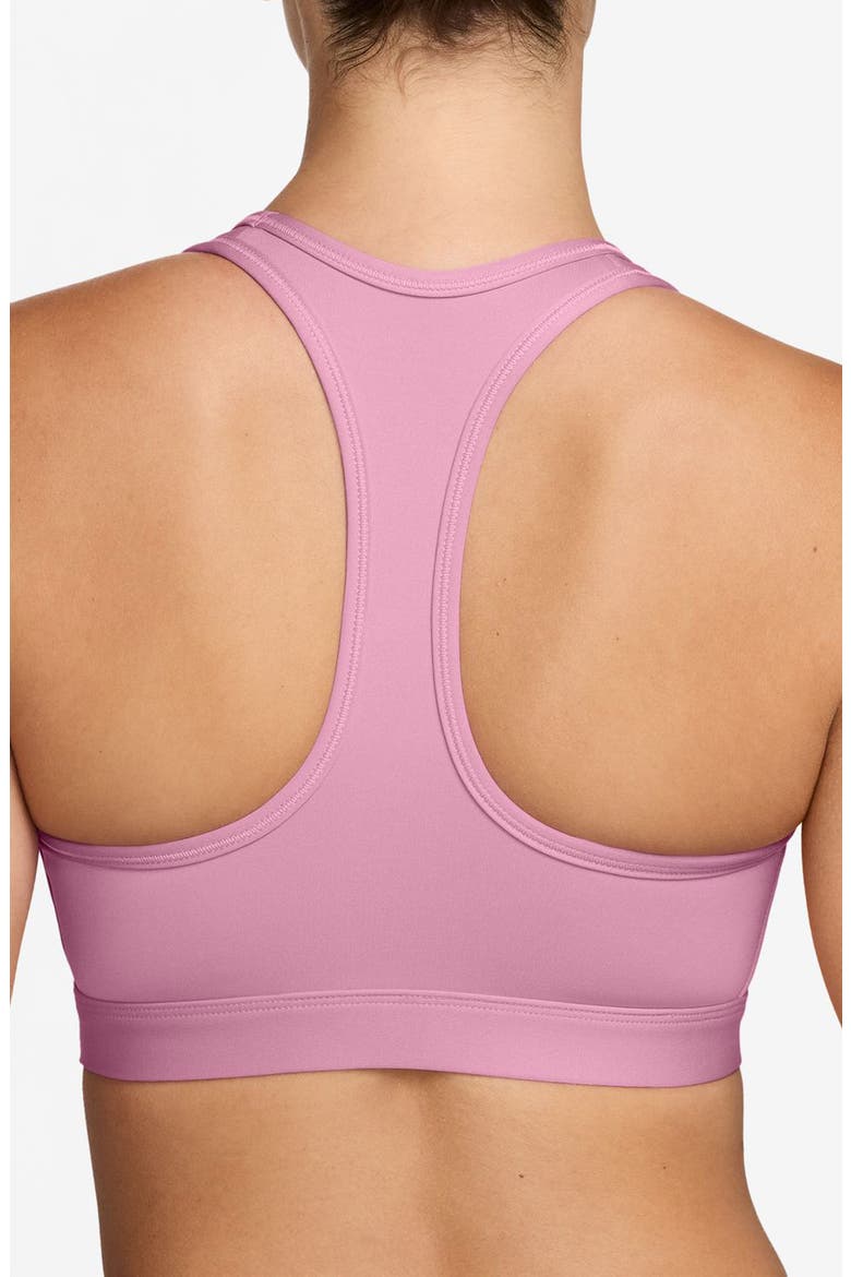 Swoosh Medium Support Dri-FIT Unpadded Sports Bra, Alternate, color, PINK RISE/ WHITE