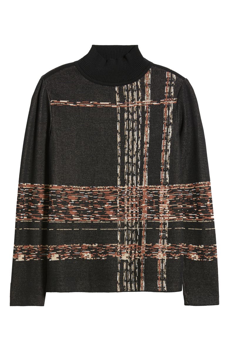 Anne Klein Mock Neck Jacquard Sweater, Alternate, color, Anne Black Multi