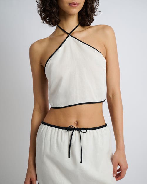 Onia Air Linen Mini Skirt In Egret/black