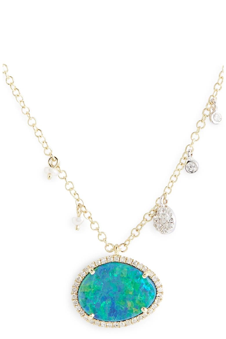 Stone Pendant Necklace, Main, color, YELLOW GOLD/ BLUE OPAL