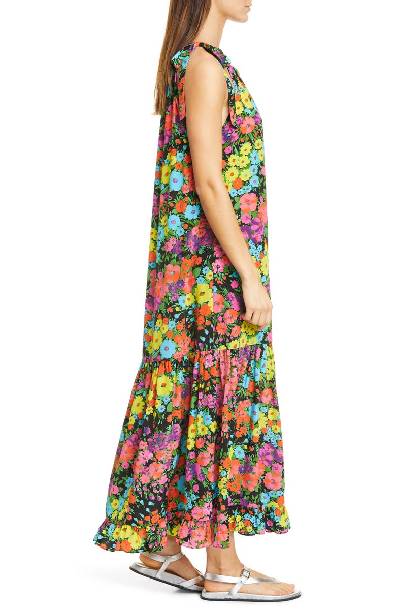 Les Rêveries Tie Strap Floral Silk Dress, Alternate, color, 