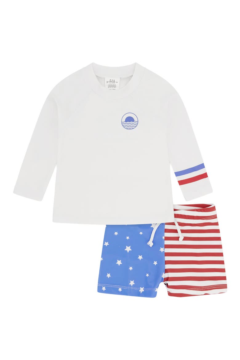Kids' Surfs Up Long Sleeve UPF 50+ Two-Piece Rashguard Swimsuit, Alternate, color, TRUE RED