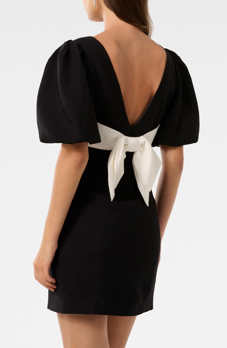 Ever New Heather Bow Back Minidress, Alternate, color, Black/ White