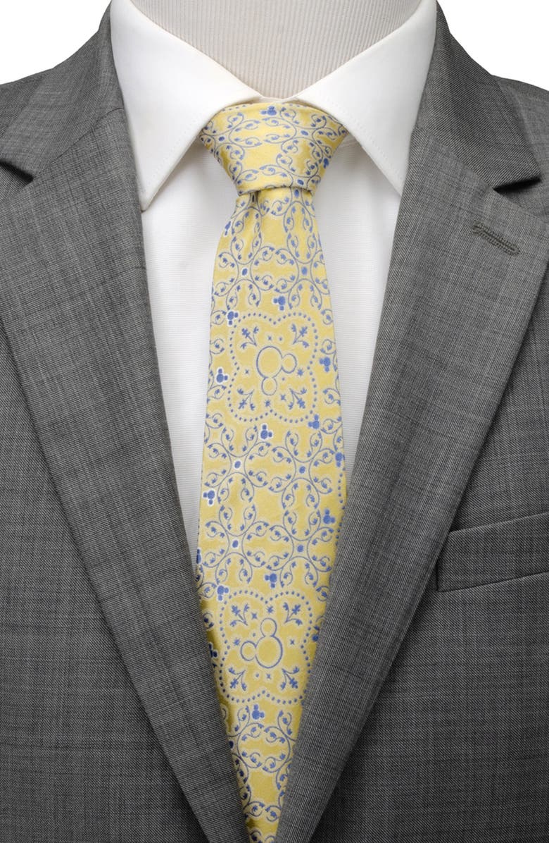 Cufflinks, Inc. x Disney Mickey Floral Silk Tie, Alternate, color, Yellow