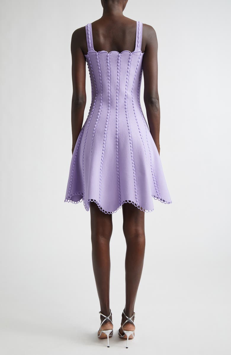 Oscar de la Renta Bobble Stitch Knit Fit & Flare Dress, Alternate, color, Pansy