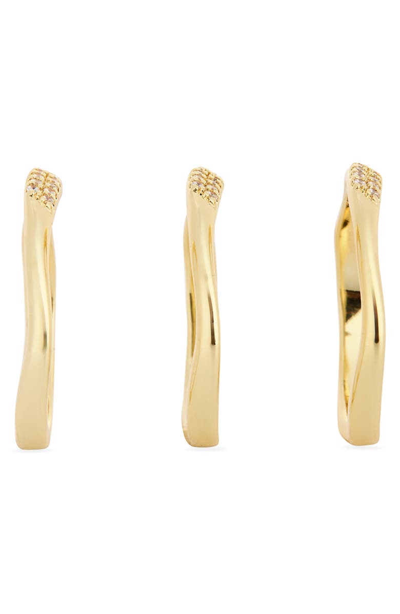 NORDSTROM RACK Demi-Fine Set of 3 Cubic Zirconia Molten Band Rings, Alternate, color, Clear- Gold