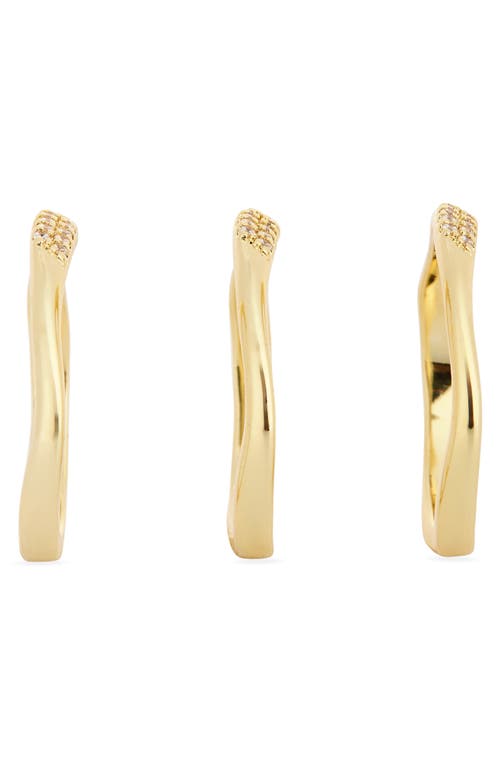 Nordstrom Rack Demi-fine Set Of 3 Cubic Zirconia Molten Band Rings In Gold