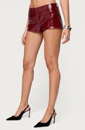 EDIKTED Mcrae Zip-Up Faux Leather Micro Shorts