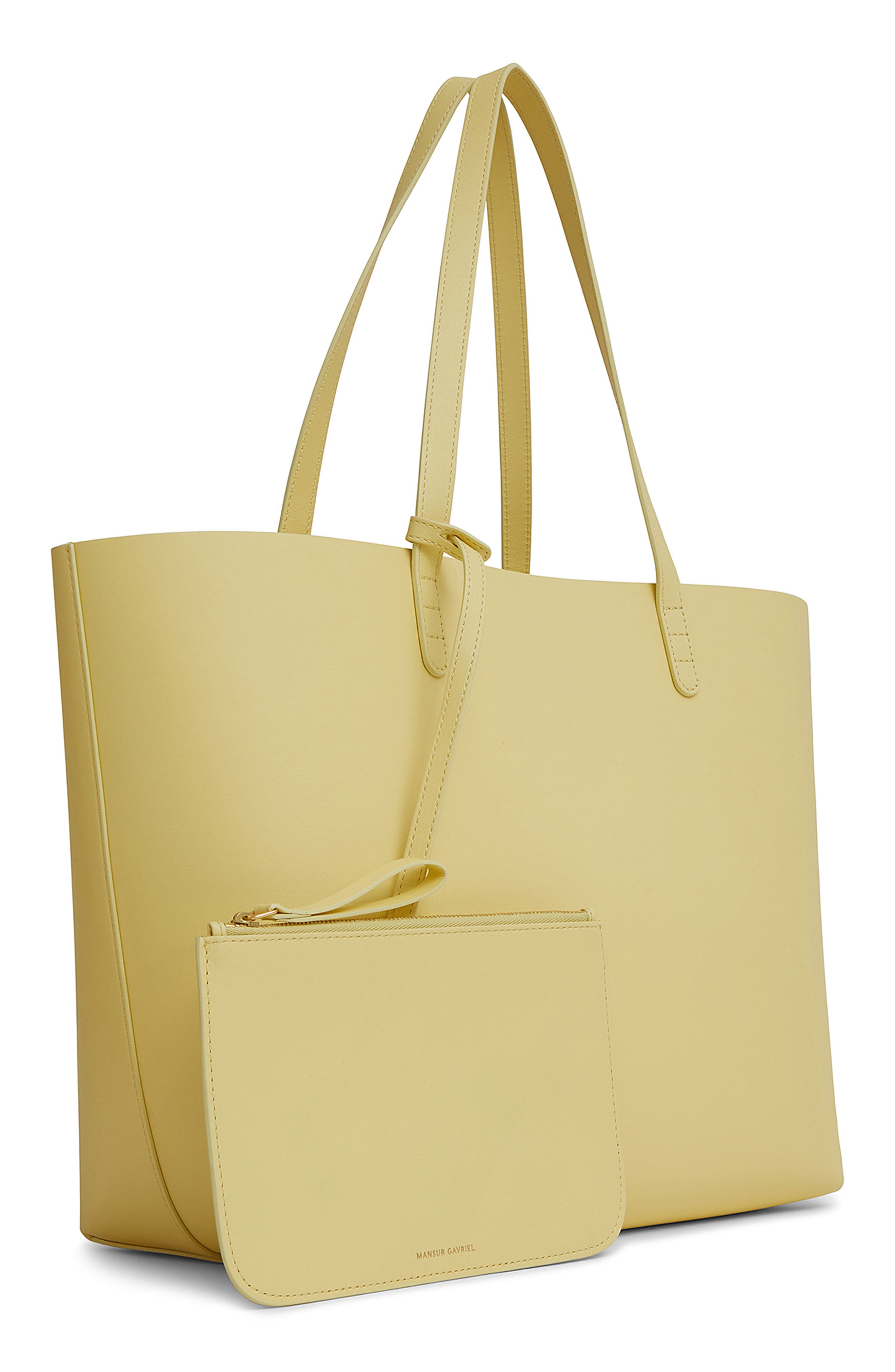 Mansur Gavriel Large Leather Tote, Alternate, color, Banana
