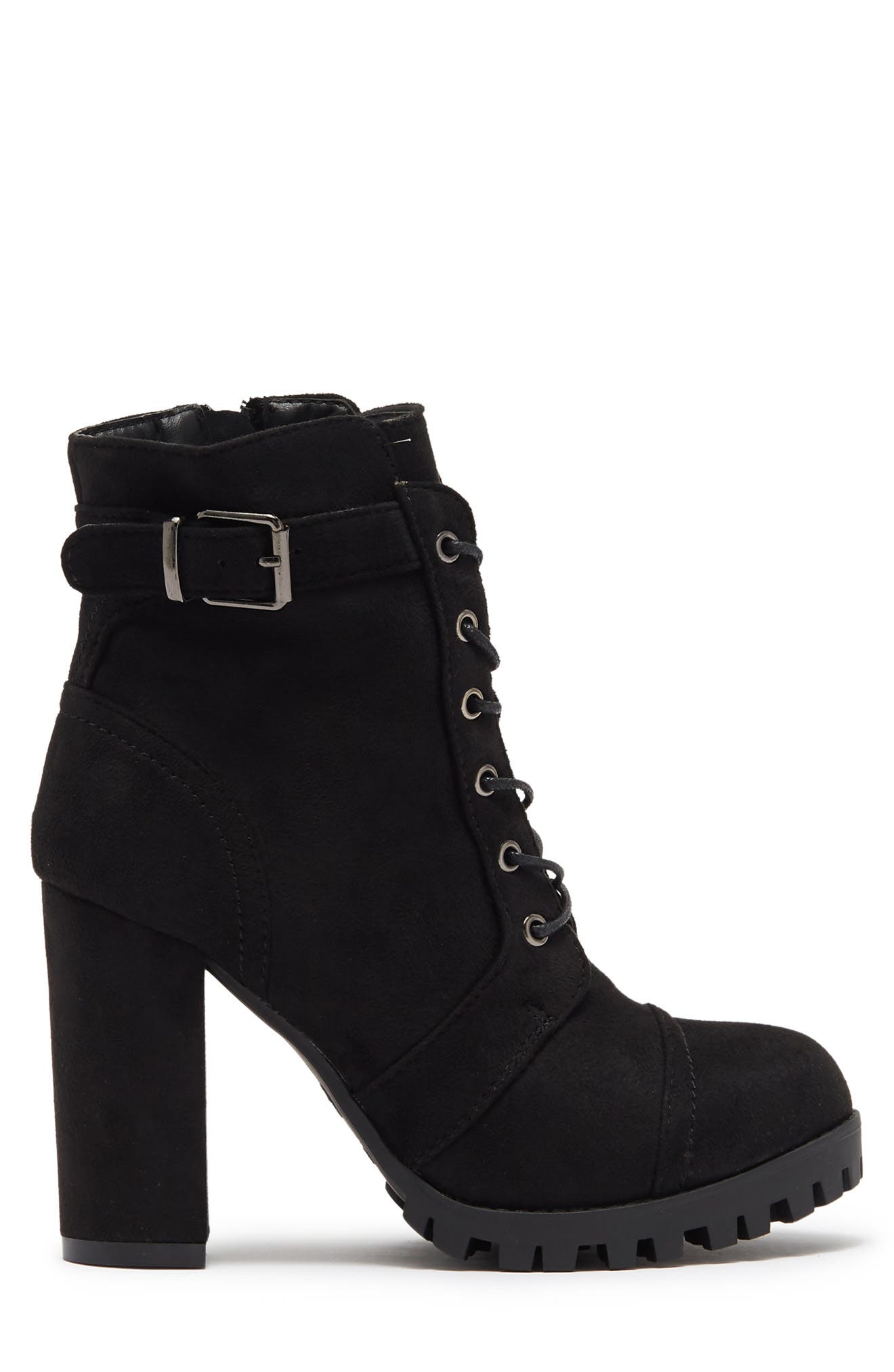 TOP GUY SHOES TOP GUY Suede Lace-Up Block Heel Bootie, Alternate, color, 