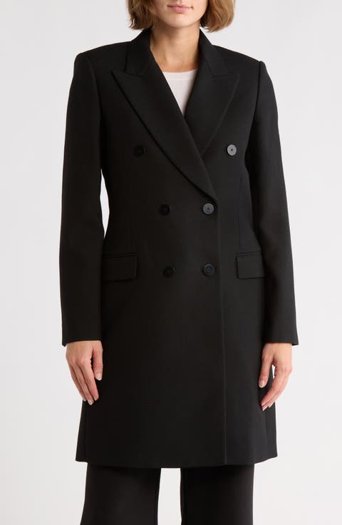 Tailored Double Breasted Wool Blend Coat