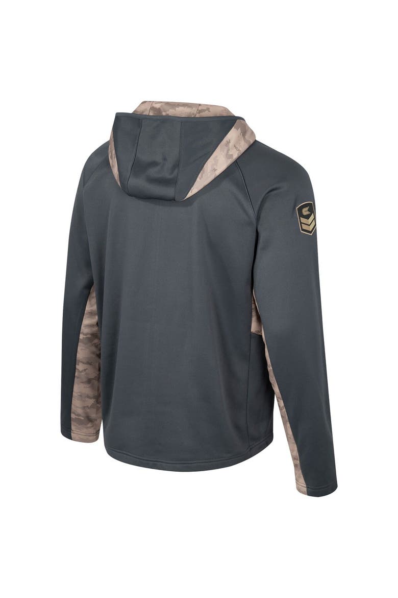 Men's Colosseum Charcoal Michigan Wolverines OHT Military Appreciation Camo Raglan Full-Zip Hoodie, Alternate, color, Charcoal