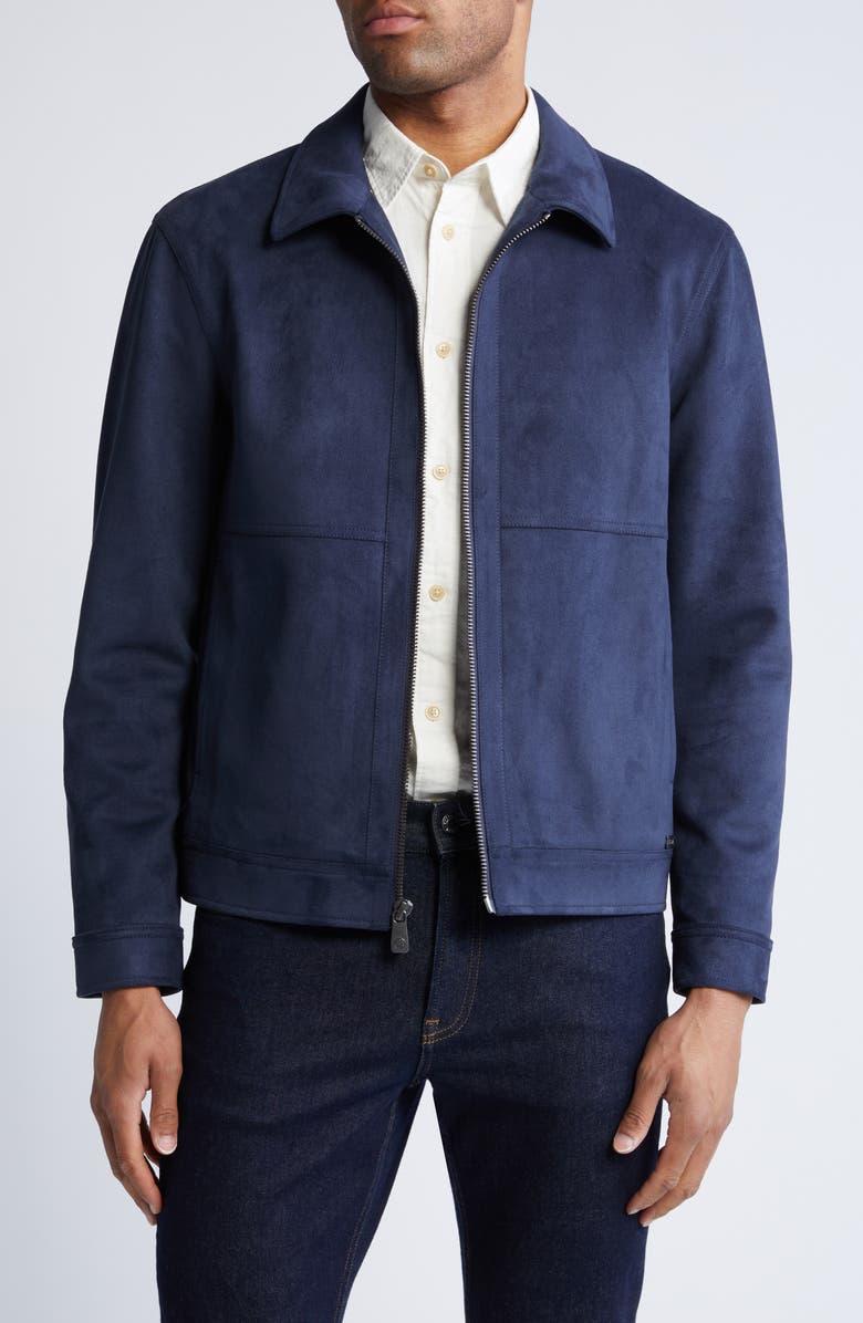 Hart Schaffner Marx Westwood Water Resistant Faux Suede Jacket, Main, color, Navy