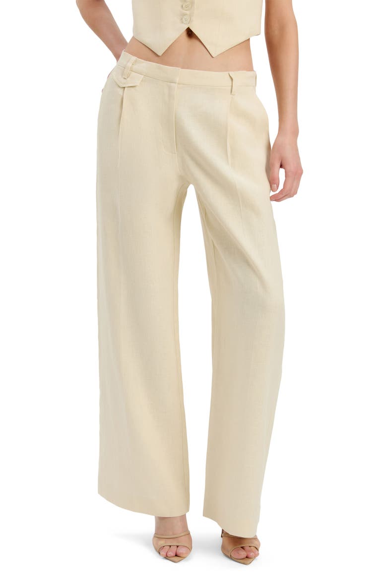 Geordy Wide Leg Linen Pants, Main, color, EGGNOG