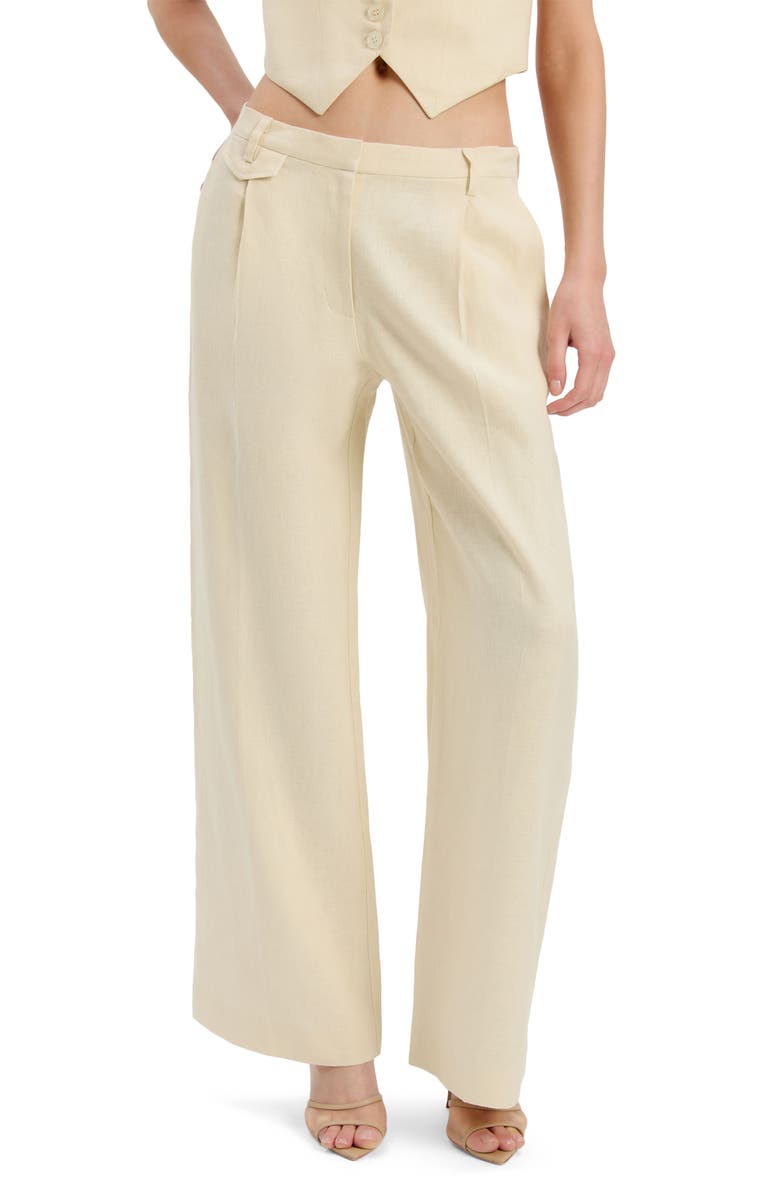 Bardot Geordy Wide Leg Linen Pants, Main, color, Eggnog