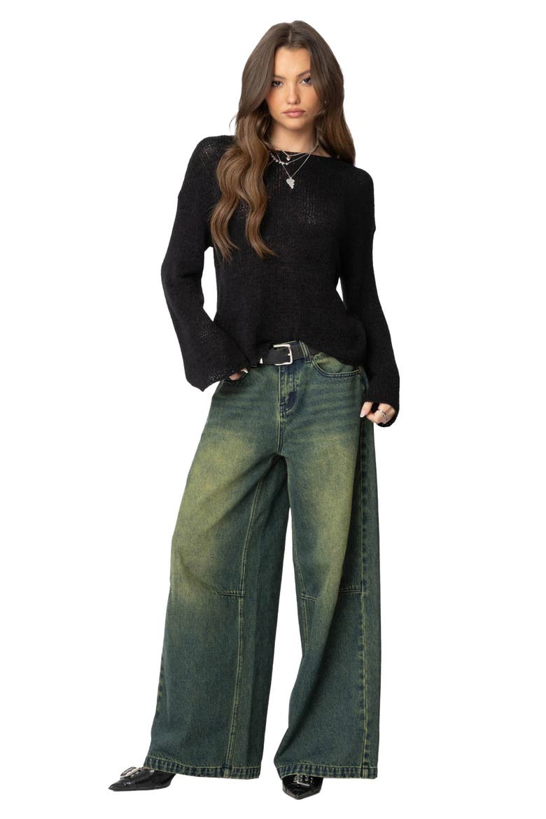 Relaxed Lightweight Sweater, Alternate, color, BLACK