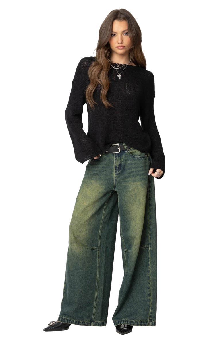 EDIKTED Relaxed Lightweight Sweater, Alternate, color, Black