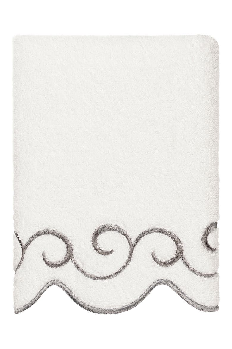 Simplicity Scallop 3-Piece Towel Set, Alternate, color, WHITE/ GRAY