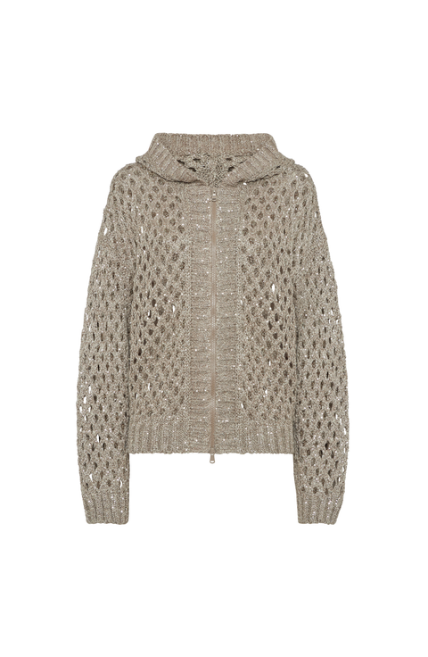 BRUNELLO CUCINELLI - BRUNELLO CUCINELLI サマーニット　XLサイズ Brunello Cucinelli - Beige Cotton Full Zip Cardigan