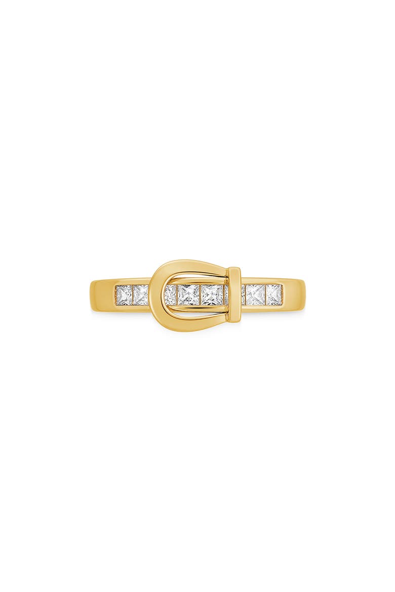 Buckle Cubic Zirconia Ring, Alternate, color, GOLD