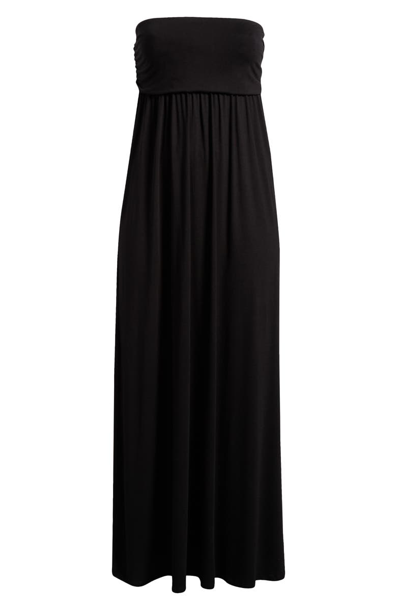 24seven Comfort Apparel Strapless Maxi Dress, Alternate, color, Black