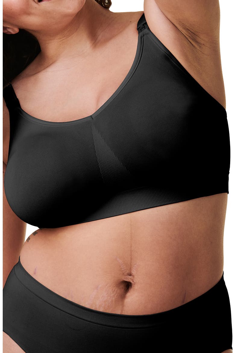 Body Silk Seamless Recycled Nylon Blend Wireless Maternity/Nursing Bra, Alternate, color, BLACK