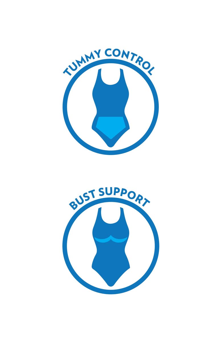 Swimsuits for All Princess Seam Swimdress, Alternate, color, Black White Dot