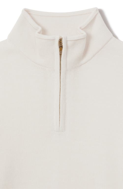 Reiss Kids' Blackhall Quarter Zip Wool Sweater In White