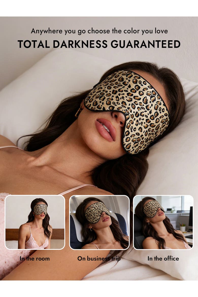 Leopard Silk Scarf & Eye Mask Gift Set, Alternate, color, Leopard