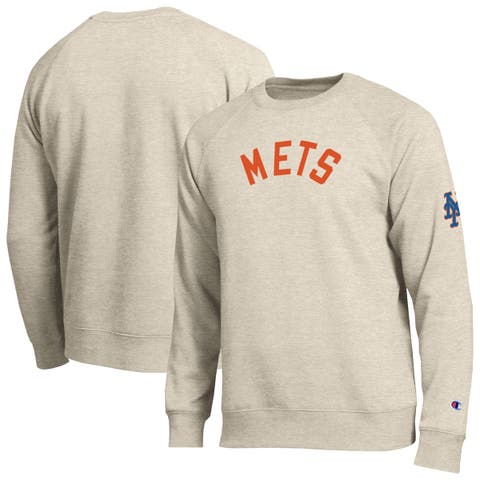 Men's Champion Oatmeal New York Mets All-Star Soft Felt Raglan Sweatshirt