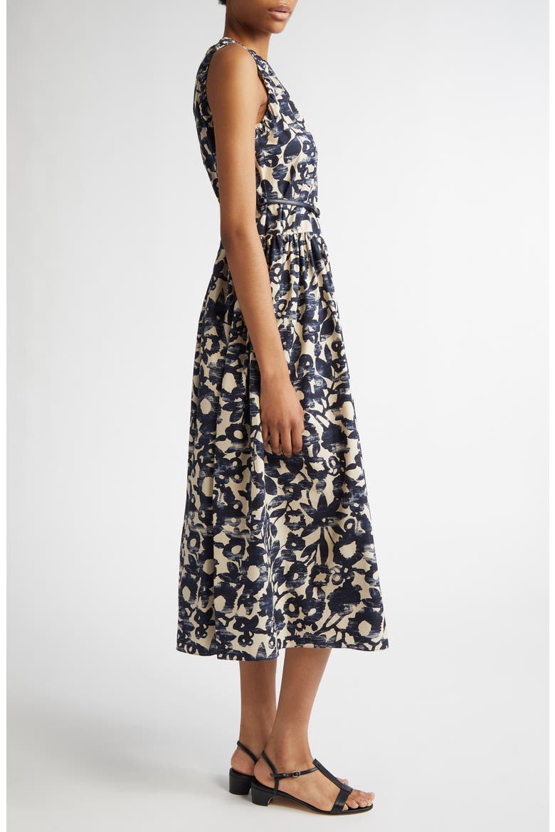 Marlena Print Sleeveless Belted Dress, Alternate, color, ECRU
