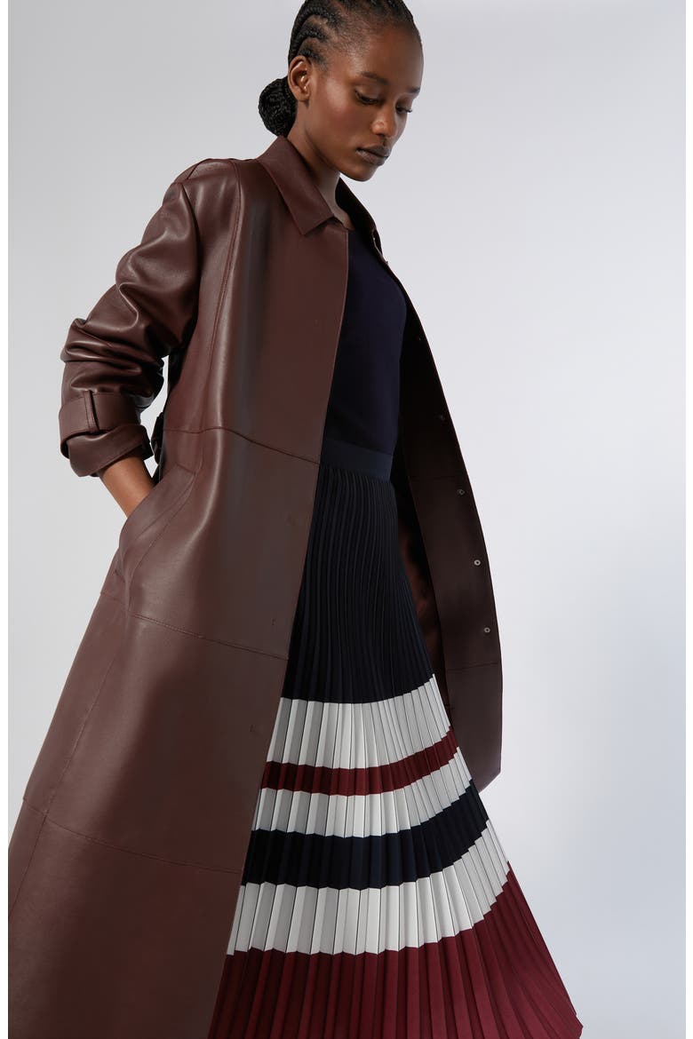 Master Colorblock Pleated Crêpe de Chine Skirt, Alternate, color, CHERRY