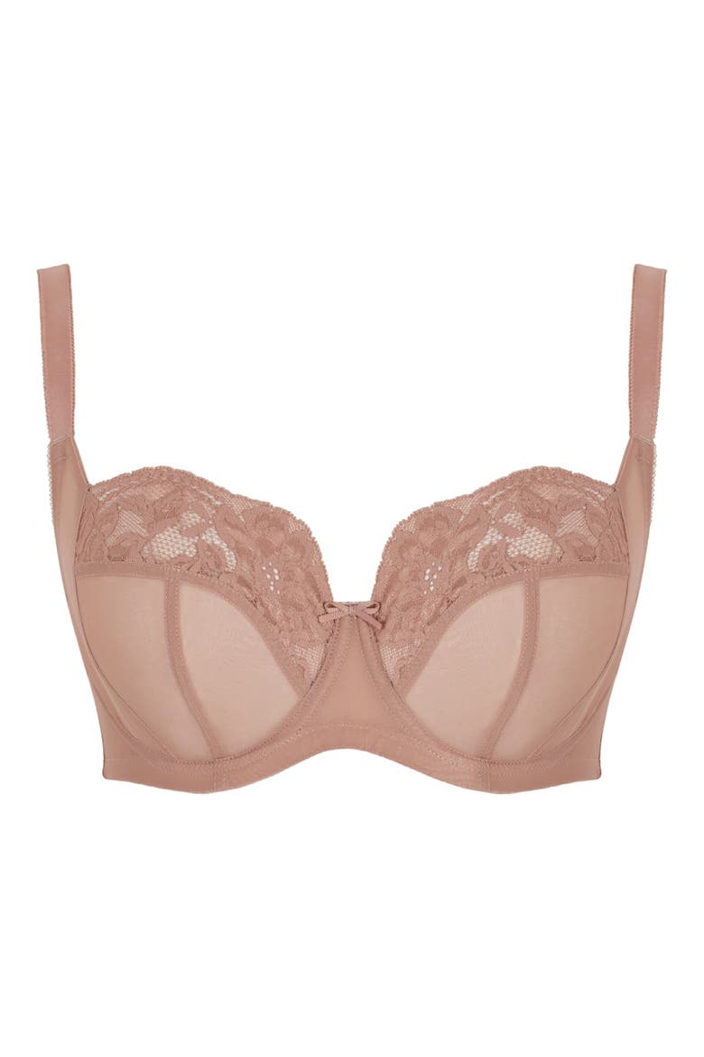 Nina Underwire Stretch Lace Side Support Bra, Alternate, color, MOCHA