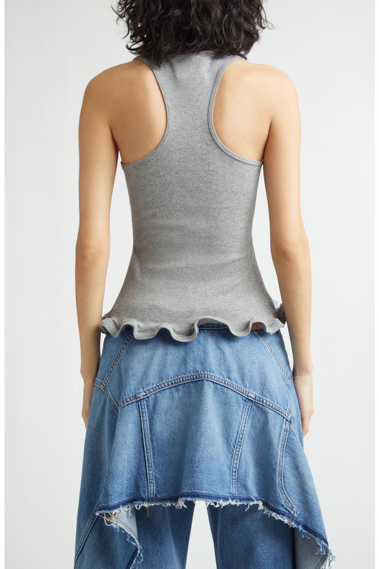 Frilled Hem Rib Organic Cotton Tank, Alternate, color, GREY MELANGE