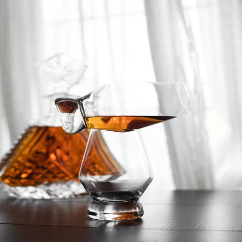 Viski Raye Crystal Footed Scotch Glasses Set Of 2