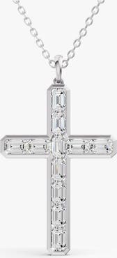 SEREIA OFFICIAL 14K Gold 1 ct Sereia Emerald Cross Lab Diamond Pendant