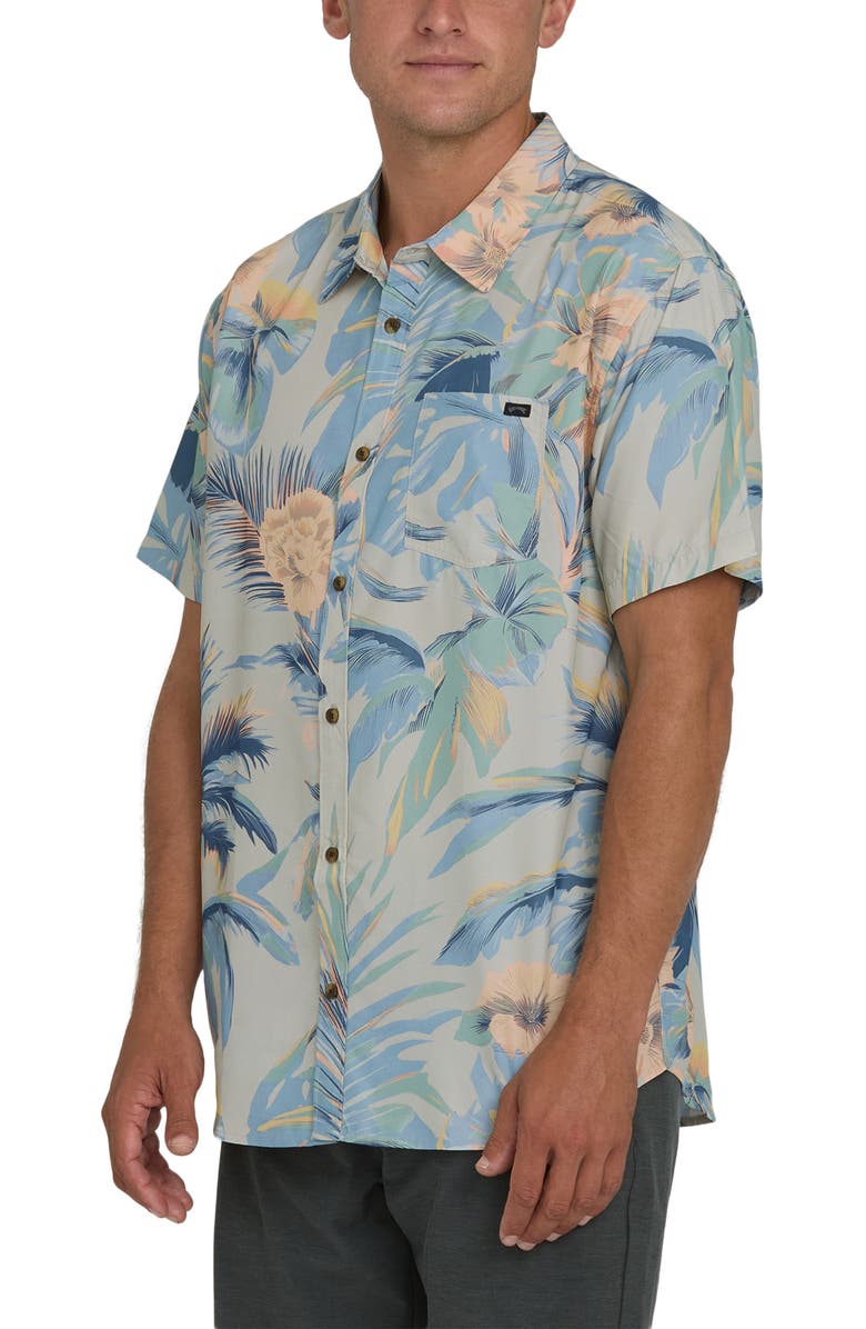Billabong Sundays Lounge Short Sleeve Button-Up Shirt, Alternate, color, Blue Horizon