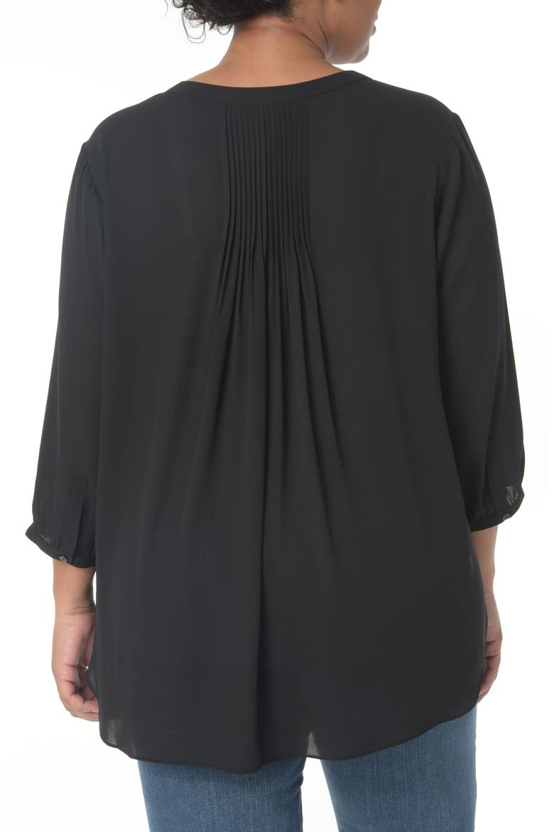 Semisheer Pintuck Blouse, Alternate, color, BLACK