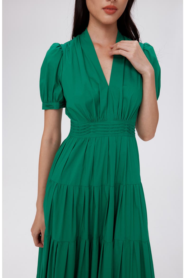 Darby Tiered Cotton Blend Midi Dress, Alternate, color, SIGNATURE GREEN
