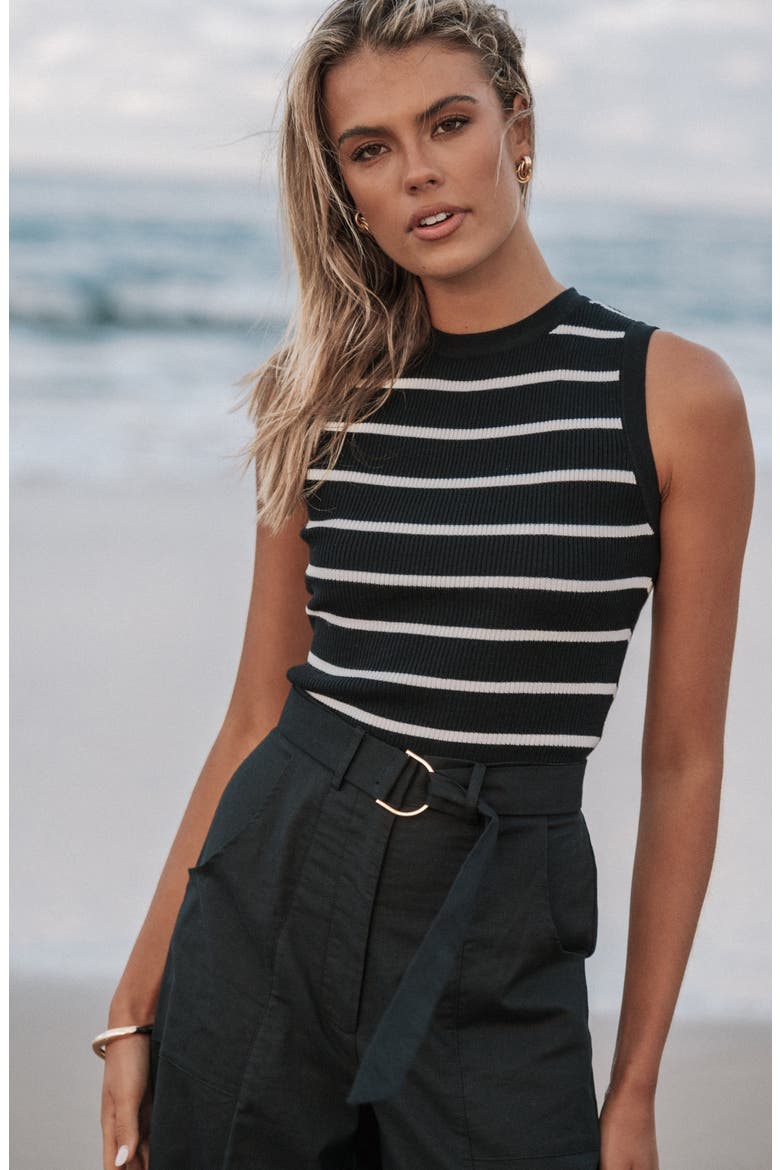 Margot Stripe Ribbed Tank, Alternate, color, BLACK STRIPE