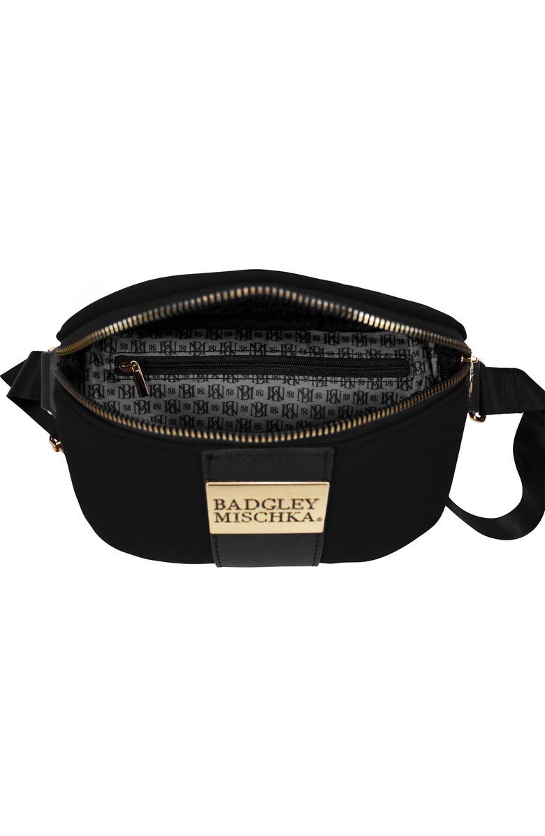 BADGLEY MISCHKA Sage Scuba and Vegan Leather Belt Bag, Alternate, color, Black