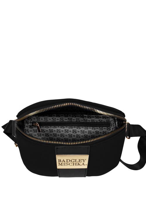 Badgley Mischka Sage Scuba And Vegan Leather Belt Bag In Black