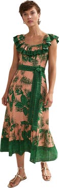 Phase Eight Sandra Ruffled Square Neck Midi Dress