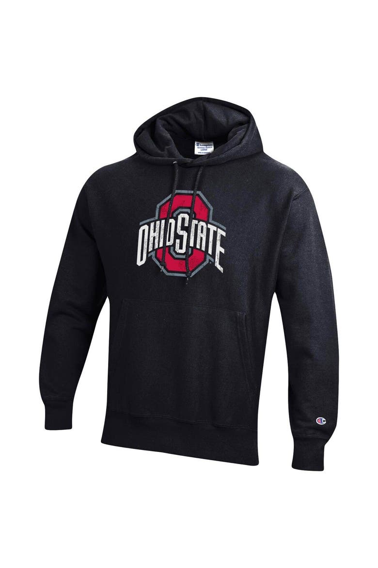 Men's Champion Black Ohio State Buckeyes Vault Logo Reverse Weave Pullover Hoodie, Alternate, color, Black