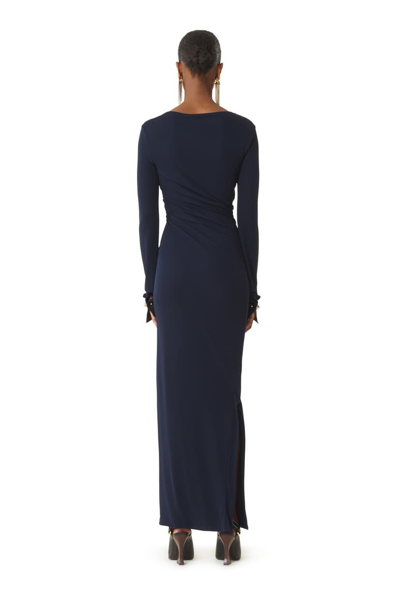 Draped Dress In Crepe Jersey, Alternate, color, Navy Blue
