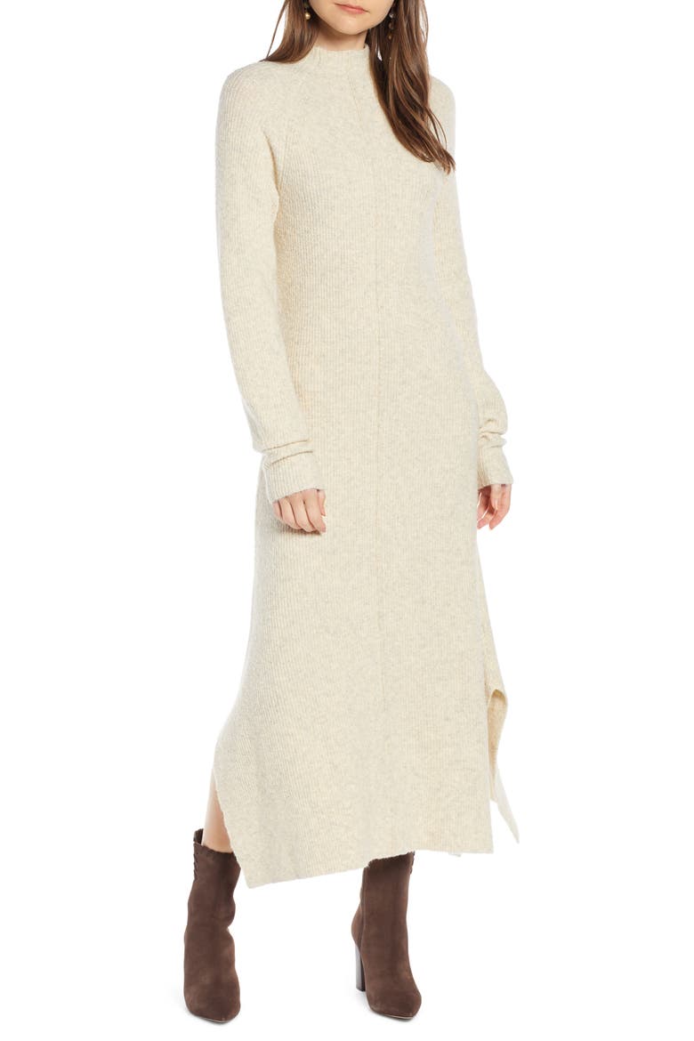 Mock Neck Maxi Sweater Dress (Nordstrom Exclusive), Main, color, BEIGE OATMEAL HEATHER