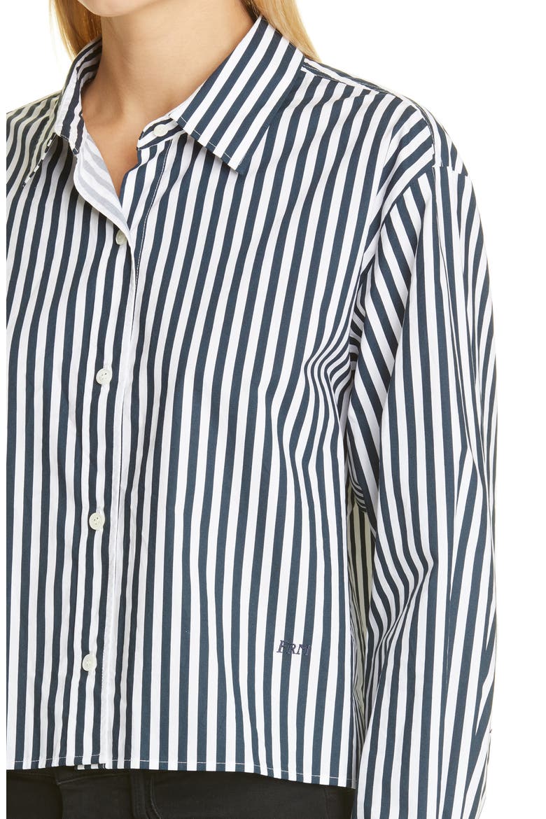 The Cutoff Stripe Oversize Shirt, Alternate, color, NAVY MULTI