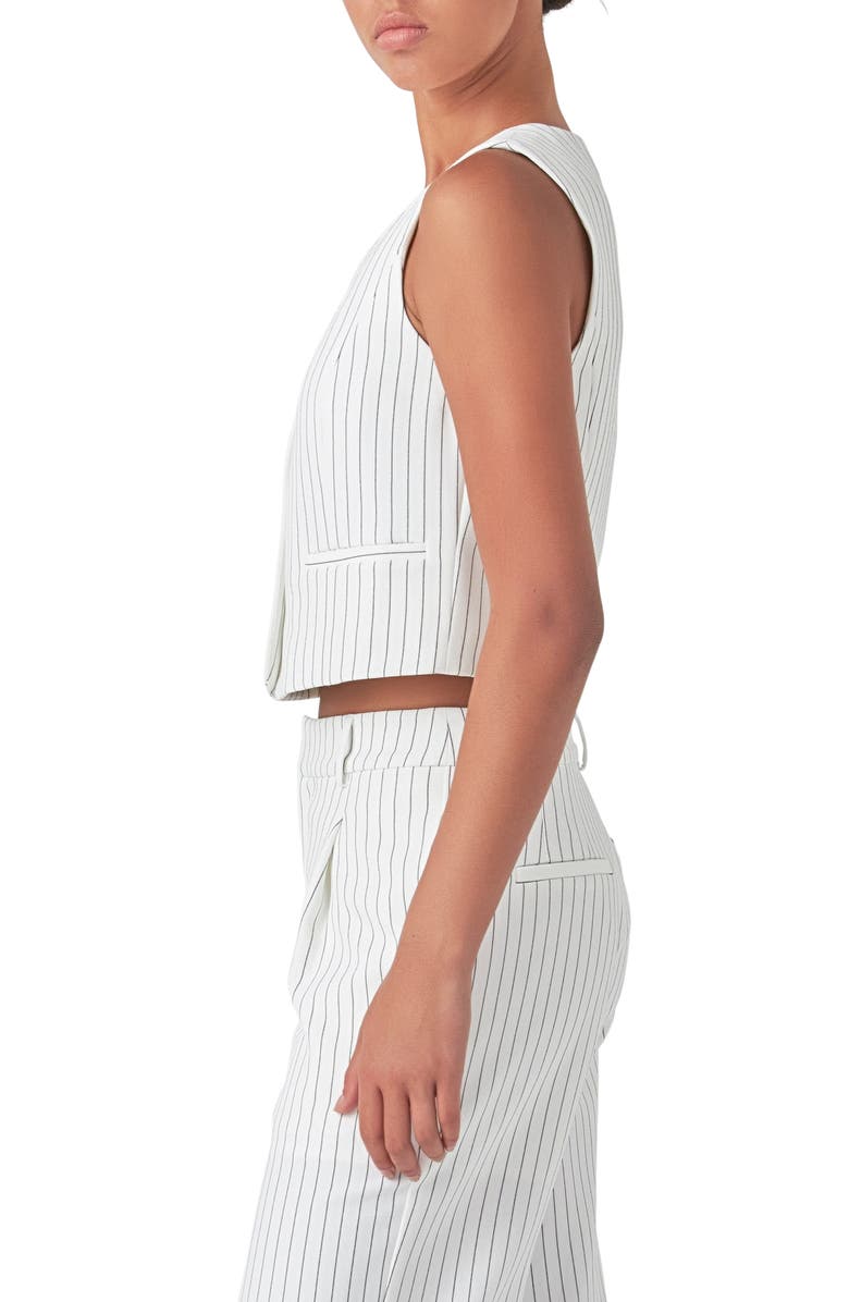 Grey Lab Pinstripe Crop Vest, Alternate, color, White Black Stripe