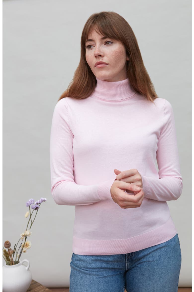 Cotton Roll Neck Long Sleeve Sweater, Alternate, color, Softpink
